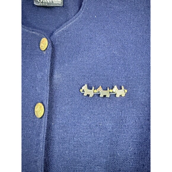 Vintage Paris Sweater Cardigan Yorkies Creation Gyrna | Navy | Womens Size XL - Picture 6 of 13